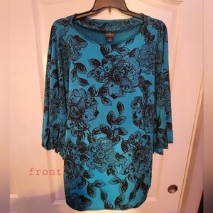 Worthington 1X Teal & Black Top